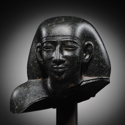 Lot 9 - AN INSCRIBED DIORITE BUST OF A ‘SOLE COMPANION’, SAITE PERIOD, DYNASTY XXVI