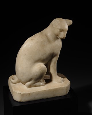 Lot 34 - A RARE MARBLE FIGURE OF A SEATED CAT, PTOLEMAIC TO ROMAN PERIOD, CIRCA 332 BC - 1ST CENTURY BC