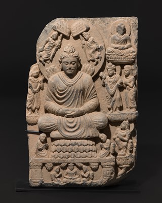 Lot 1479 - A GRAY SCHIST RELIEF OF BUDDHA SHAKYAMUNI, 3RD-4TH CENTURY