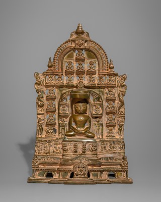 A JAIN BRONZE TIRTHANKARA SHRINE, 19TH CENTURY