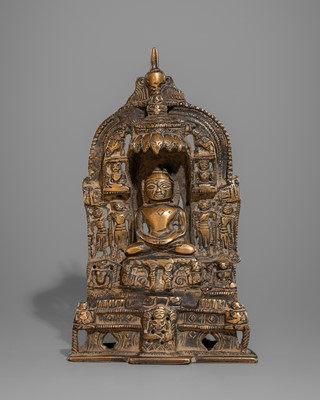 A JAIN COPPER ALLOY SHRINE OF A TIRTHANKARA, 19TH CENTURY