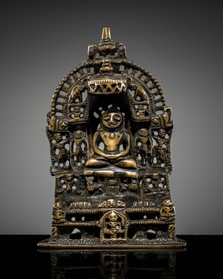 A JAIN BRASS SHRINE OF A TIRTHANKARA