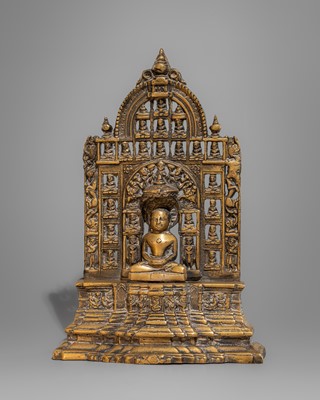 A JAIN COPPER ALLOY SHRINE OF A TIRTHANKARA, 19TH CENTURY