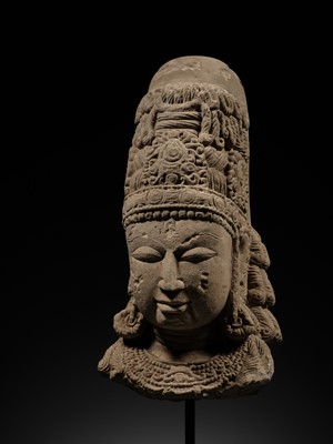 A SANDSTONE SHIVA EKAMUKHALINGA, CENTRAL INDIA, POST-GUPTA PERIOD, 7TH-8TH CENTURY