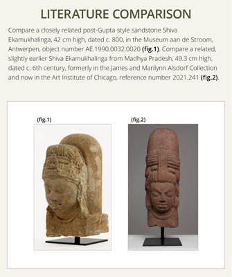 A SANDSTONE SHIVA EKAMUKHALINGA, CENTRAL INDIA, POST-GUPTA PERIOD, 7TH-8TH CENTURY