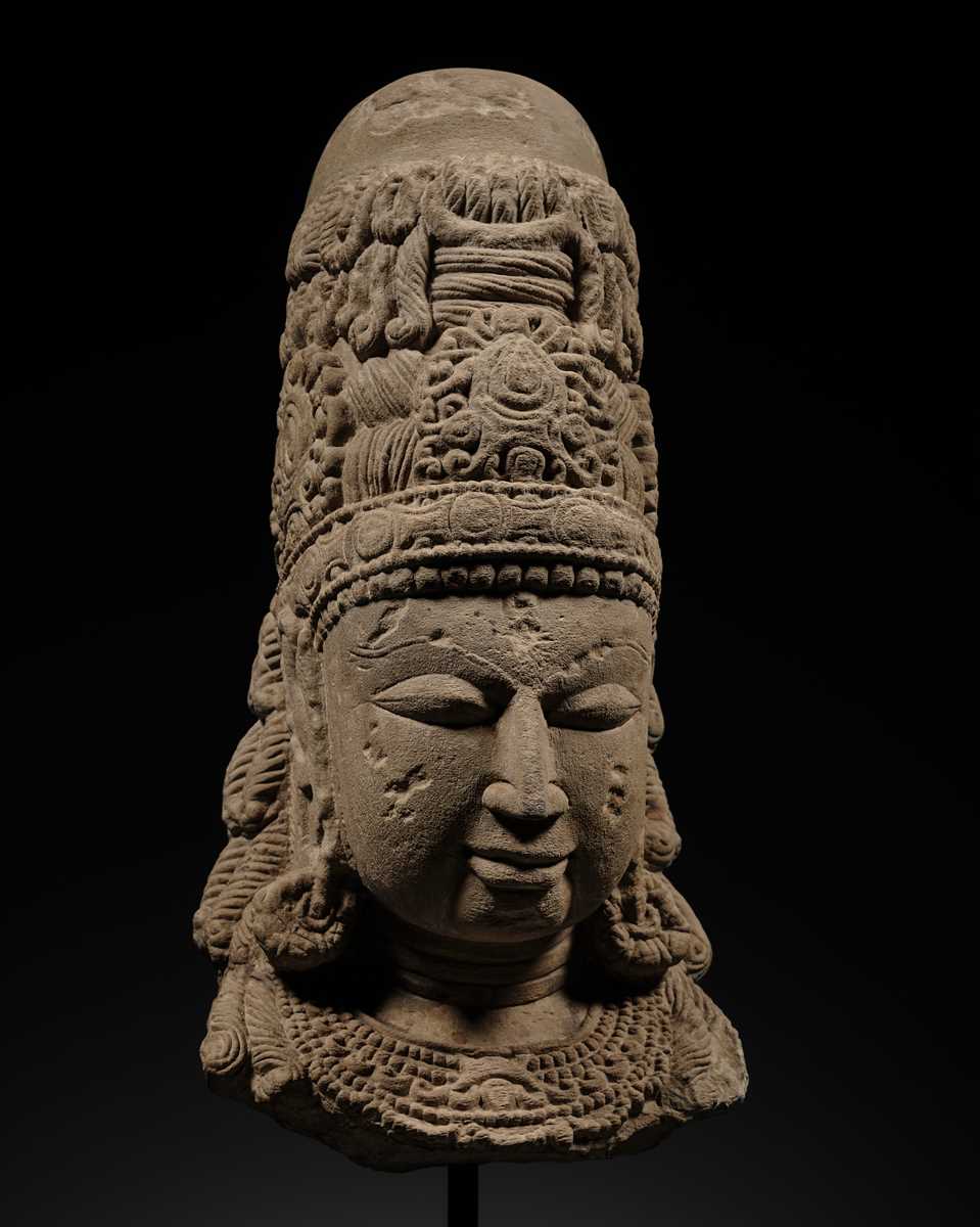 A SANDSTONE SHIVA EKAMUKHALINGA, CENTRAL INDIA, POST-GUPTA PERIOD, 7TH-8TH CENTURY