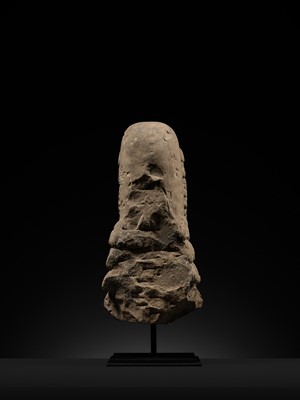 A SANDSTONE SHIVA EKAMUKHALINGA, CENTRAL INDIA, POST-GUPTA PERIOD, 7TH-8TH CENTURY