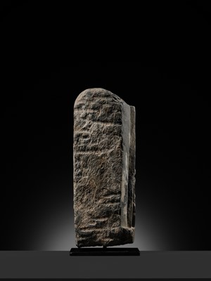 Lot 225 - A GRAY SCHIST FRIEZE OF BUDDHA DIPANKARA AND THE ASCETIC MEGHA, THE FUTURE BUDDHA SHAKYAMUNI, CIRCA 3RD CENTURY