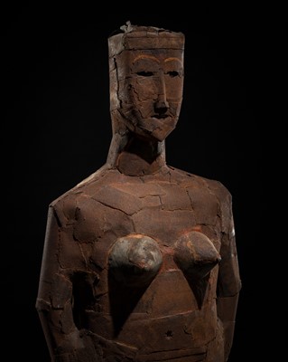 Lot 56 - A MODERN IRON SCULPTURE OF A LADY, BY THANONG CHANTAVEE, 1998