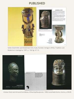Lot 71 - A FINE BENIN BRONZE HEAD OF AN OBA, UHUNMWUN-ELAO, EDO PEOPLES, 17TH- 18TH CENTURY