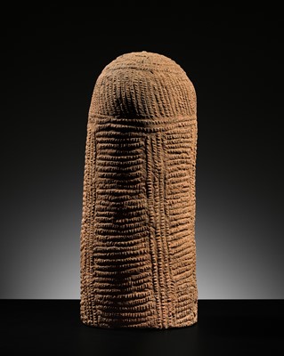 Lot 86 - A PHALLIC TERRACOTTA URN, BURA CULTURE, NIGER OR BURKINA FASO, 3RD- 13TH CENTURY