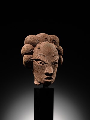 Lot 61 - A CHARMING TERRACOTTA HEAD OF A WOMAN, NOK CULTURE, NIGERIA, 500 BC – 200 AD