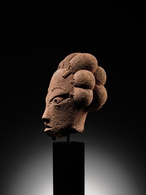Lot 61 - A CHARMING TERRACOTTA HEAD OF A WOMAN, NOK CULTURE, NIGERIA, 500 BC – 200 AD