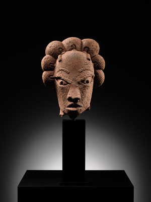 Lot 61 - A CHARMING TERRACOTTA HEAD OF A WOMAN, NOK CULTURE, NIGERIA, 500 BC – 200 AD