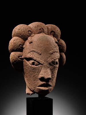 Lot 61 - A CHARMING TERRACOTTA HEAD OF A WOMAN, NOK CULTURE, NIGERIA, 500 BC – 200 AD