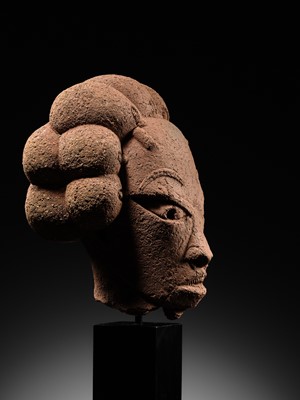 Lot 61 - A CHARMING TERRACOTTA HEAD OF A WOMAN, NOK CULTURE, NIGERIA, 500 BC – 200 AD