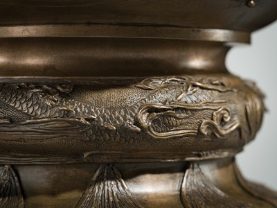 Lot 26 - NOGAWA: A BRONZE KORO WITH DRAGON AND WAVES