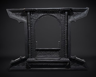 Lot 28 - A LARGE LACQUERED WOOD NEWAR WINDOW AND FRAME, 18TH-19TH CENTURY