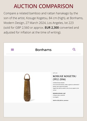 Lot 1558 - KOSUGE CHIKUDO (ATTR.): A BAMBOO AND RATTAN ‘HOTEI CHIKU’ HANAKAGO (FLOWER BASKET)