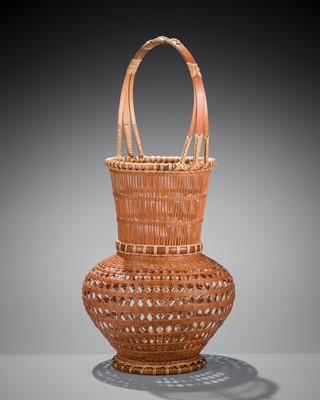 Lot 78 - TANAKA KOSAI: A BAMBOO AND RATTAN HANAKAGO (FLOWER BASKET)