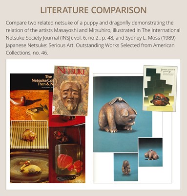 Lot 146 - MASAYOSHI: A FINE OSAKA SCHOOL IVORY NETSUKE OF A CUCUMBER AND DRAGONFLY