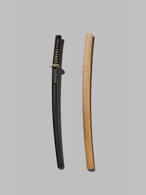 KANEMASA: AN ECHIZEN WAKIZASHI IN FINE KOSHIRAE AND SHIRASAYA WITH NBTHK TOKUBETSU HOZON TOKEN CERTIFICATES FOR THE MOUNTING AND BLADE