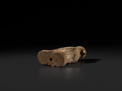 Lot 18 - A PAINTED WOOD FIGURE OF A FALCON, THE EMBODIMENT OF HORUS, LATE PERIOD TO PTOLEMAIC ERA