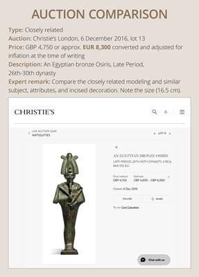 Lot 2 - A BRONZE OSIRIS, LATE PERIOD TO PTOLEMAIC ERA