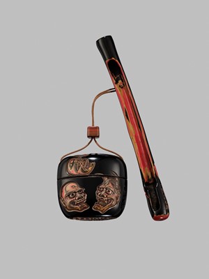 Lot 46 - MUTSUMINE SENSHI: A FINE GURI LACQUER SAGEMONO SET