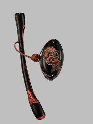 Lot 46 - MUTSUMINE SENSHI: A FINE GURI LACQUER SAGEMONO SET