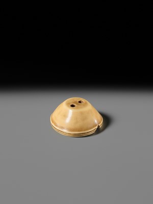 OHARA MITSUHIRO: A SUPERB IVORY NETSUKE OF A SEA BREAM HEAD IN A SURIBACHI (MORTAR), DATED 1855