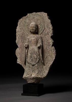 Lot 493 - A STONE STELE OF BUDDHA SHAKYAMUNI, NORTHERN QI