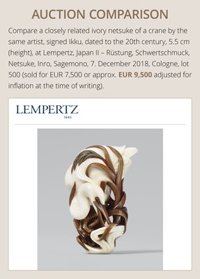 Lot 151 - IKKU: A MASTERFUL IVORY NETSUKE OF AN EAGLE