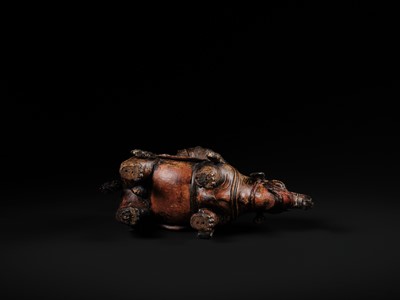 Lot 162 - A SUPERB AND VERY RARE CARVED WOOD FIGURE OF FUGEN BOSATSU ON ELEPHANT, KAMAKURA PERIOD, THE DATING CONFIRMED BY A C14 TEST