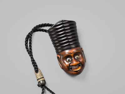 Lot 63 - GYOKUMIN: A MECHANICAL WOOD SAGEMONO SET