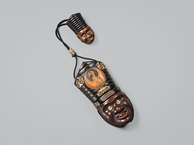 Lot 63 - GYOKUMIN: A MECHANICAL WOOD SAGEMONO SET