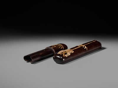 Lot 71 - HASEGAWA IKKO: A SUPERB AND VERY LARGE KISERUZUTSU DEPICTING TIGER AND BAMBOO