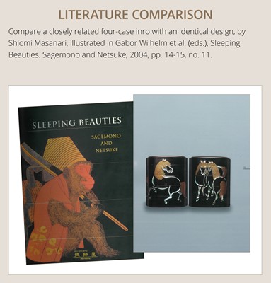 Lot 12 - ZESHIN: A LARGE FOUR-CASE LAQUER INRO WITH HORSES