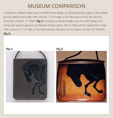 Lot 12 - ZESHIN: A LARGE FOUR-CASE LAQUER INRO WITH HORSES