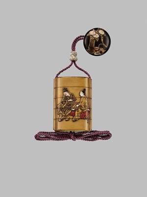 Lot 11 - OGAWA HARITSU: THE ‘F. M. JONAS’ COMPLETE SET OF TWELVE INRO WITH MATCHING OJIME AND NETSUKE REPRESENTING THE TWELVE MONTHS