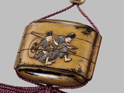 Lot 11 - OGAWA HARITSU: THE ‘F. M. JONAS’ COMPLETE SET OF TWELVE INRO WITH MATCHING OJIME AND NETSUKE REPRESENTING THE TWELVE MONTHS