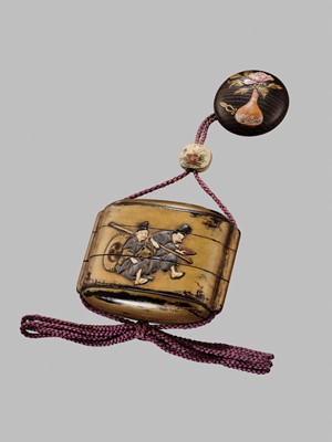 Lot 11 - OGAWA HARITSU: THE ‘F. M. JONAS’ COMPLETE SET OF TWELVE INRO WITH MATCHING OJIME AND NETSUKE REPRESENTING THE TWELVE MONTHS