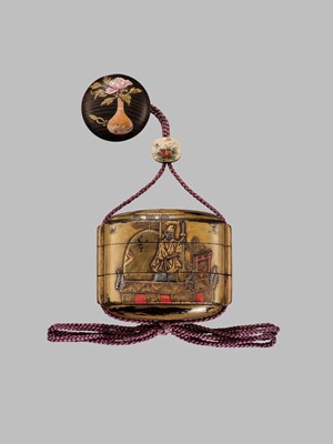 Lot 11 - OGAWA HARITSU: THE ‘F. M. JONAS’ COMPLETE SET OF TWELVE INRO WITH MATCHING OJIME AND NETSUKE REPRESENTING THE TWELVE MONTHS