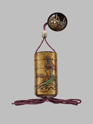 Lot 11 - OGAWA HARITSU: THE ‘F. M. JONAS’ COMPLETE SET OF TWELVE INRO WITH MATCHING OJIME AND NETSUKE REPRESENTING THE TWELVE MONTHS