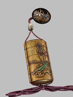 Lot 11 - OGAWA HARITSU: THE ‘F. M. JONAS’ COMPLETE SET OF TWELVE INRO WITH MATCHING OJIME AND NETSUKE REPRESENTING THE TWELVE MONTHS