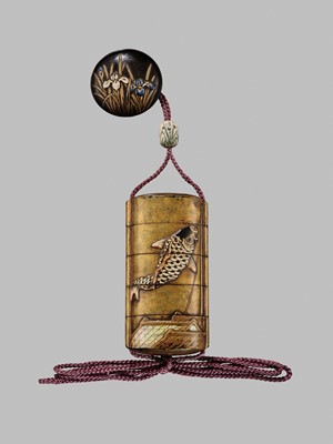 Lot 11 - OGAWA HARITSU: THE ‘F. M. JONAS’ COMPLETE SET OF TWELVE INRO WITH MATCHING OJIME AND NETSUKE REPRESENTING THE TWELVE MONTHS