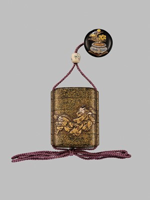 Lot 11 - OGAWA HARITSU: THE ‘F. M. JONAS’ COMPLETE SET OF TWELVE INRO WITH MATCHING OJIME AND NETSUKE REPRESENTING THE TWELVE MONTHS