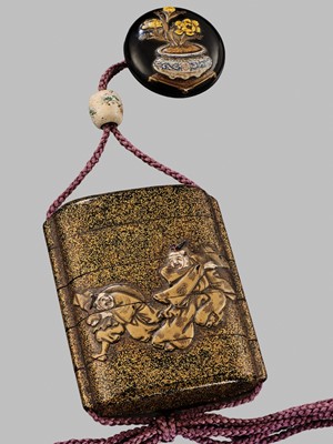 Lot 11 - OGAWA HARITSU: THE ‘F. M. JONAS’ COMPLETE SET OF TWELVE INRO WITH MATCHING OJIME AND NETSUKE REPRESENTING THE TWELVE MONTHS