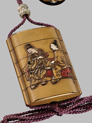 Lot 11 - OGAWA HARITSU: THE ‘F. M. JONAS’ COMPLETE SET OF TWELVE INRO WITH MATCHING OJIME AND NETSUKE REPRESENTING THE TWELVE MONTHS