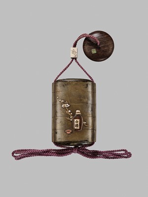 Lot 11 - OGAWA HARITSU: THE ‘F. M. JONAS’ COMPLETE SET OF TWELVE INRO WITH MATCHING OJIME AND NETSUKE REPRESENTING THE TWELVE MONTHS